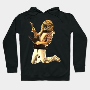 Lion Playing Electric Guitar - Rock Musician Guitar Player Hoodie